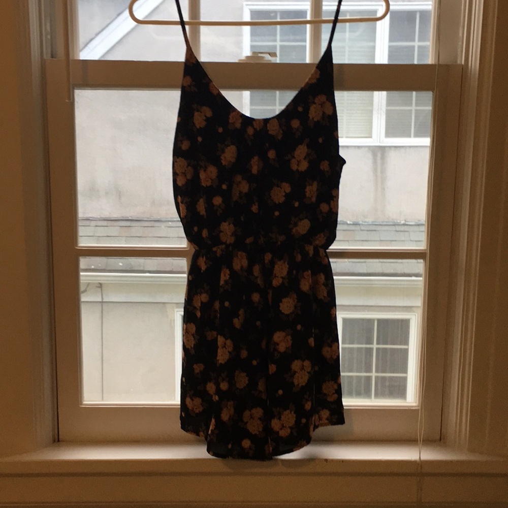 Blue, Pink-Flowered Romper